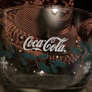 Coca-Cola Glass Bowl with Snowflakes and Holly